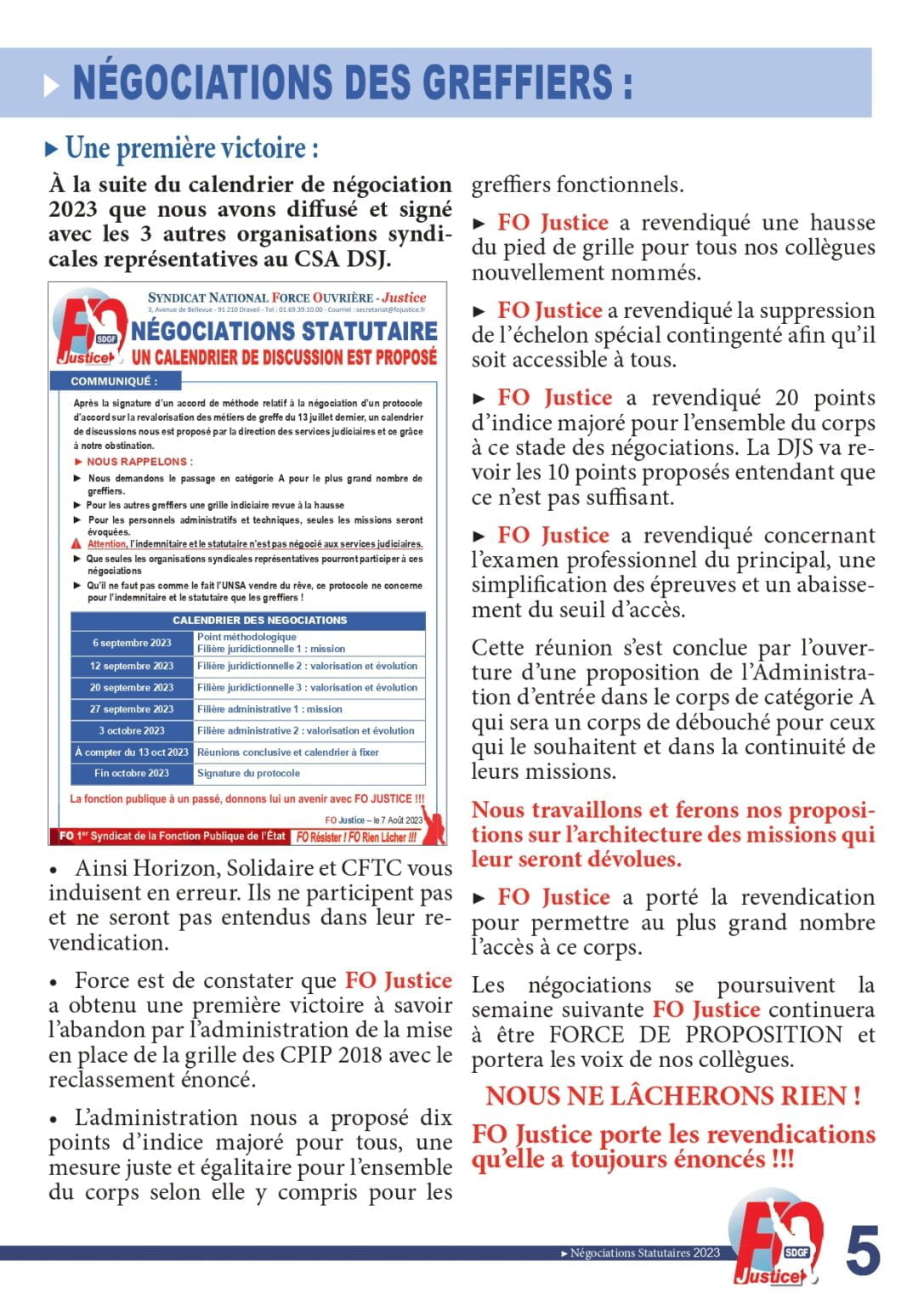 Sdghf SDGF - inFO - Négociations statutaires ! - Syndicat FO Justice