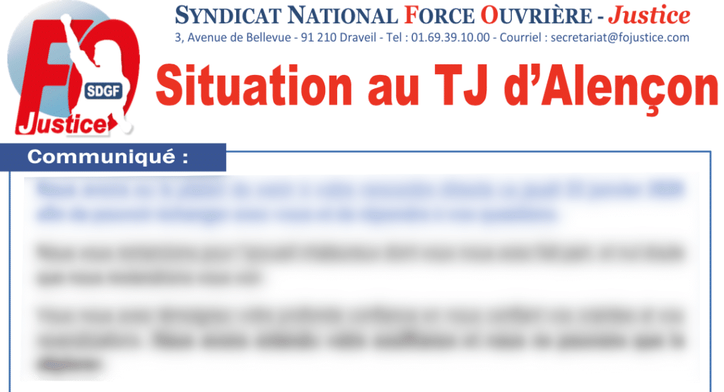 SDGF : Situation au TJ d’Alençon