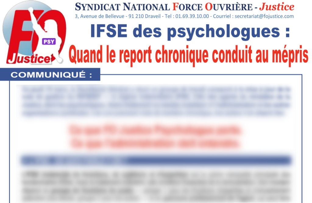 IFSE des Psychologues : Quand le report chronique conduit au mépris
