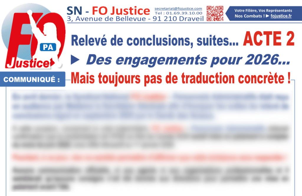Personnels Administratifs : Relevé de conclusion, suites… ACTE 2. Des engagements pour 2026… Mais toujours pas de traduction concrète !