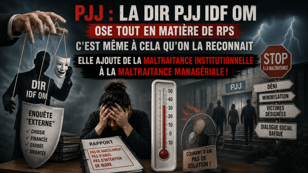 PJJ : La DIR PJJ IDF OM ose tout en matière de RPS – C’est même à cela qu’on la reconnait – Elle ajoute de la maltraitance institutionnelle à la maltraitance managériale !