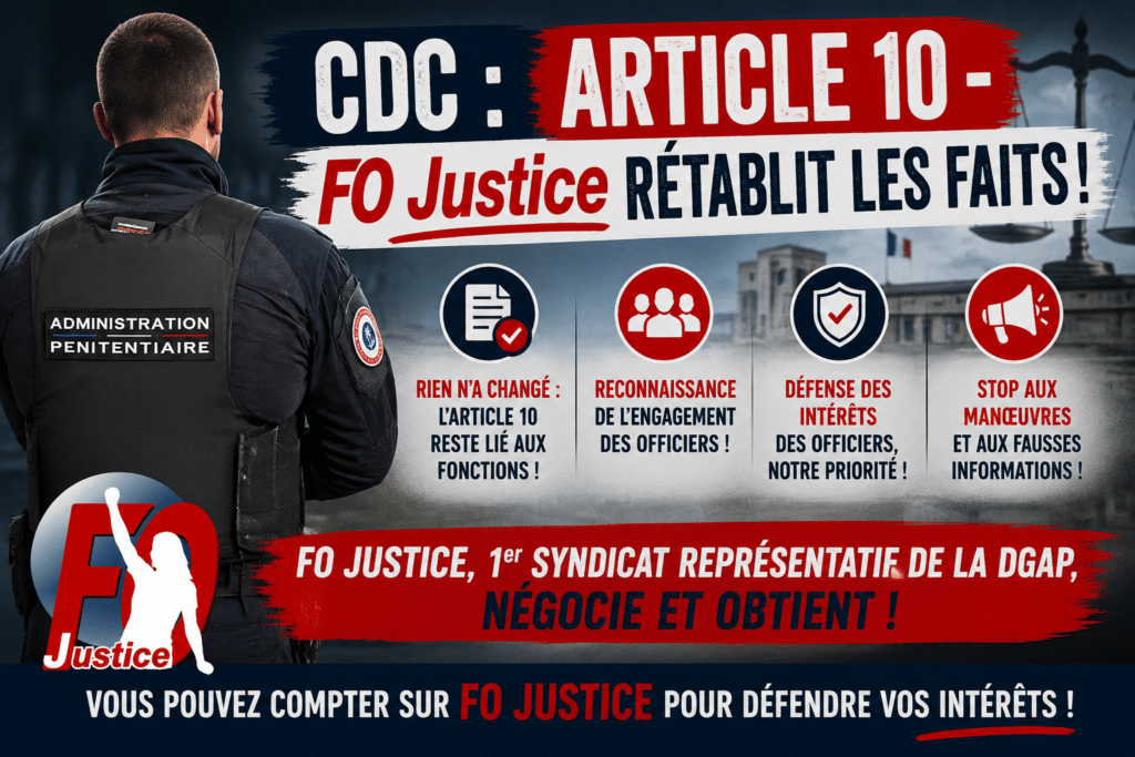 CDC : ARTICLE 10 – FO Justice Rétablit les Faits !