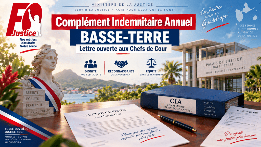 SDGF : Complément Indemnitaire Annuel – BASSE – TERRE  – Lettre Ouverte Aux Chefs de Cour