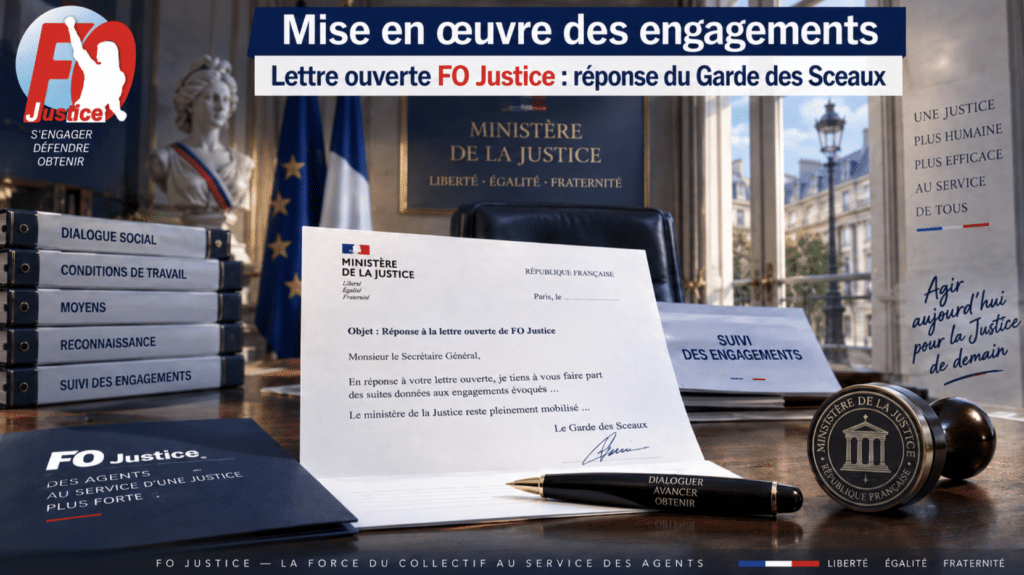 Mise en oeuvre des engagements lettre ouverte FO Justice : Réponse du Garde des Sceaux