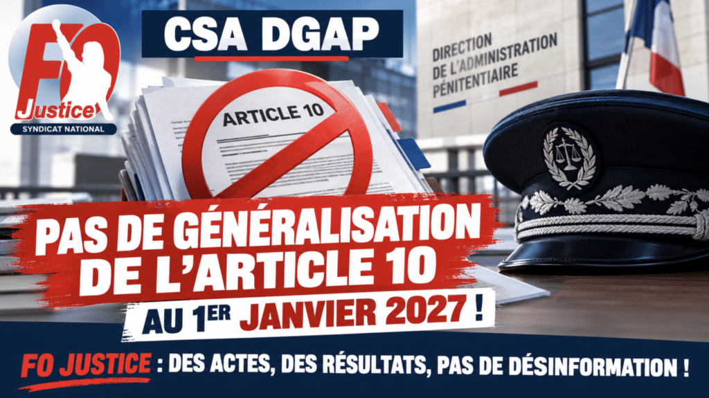 Article 10 pour le Corps de Commandement : FO Justice rétablit la vérité !