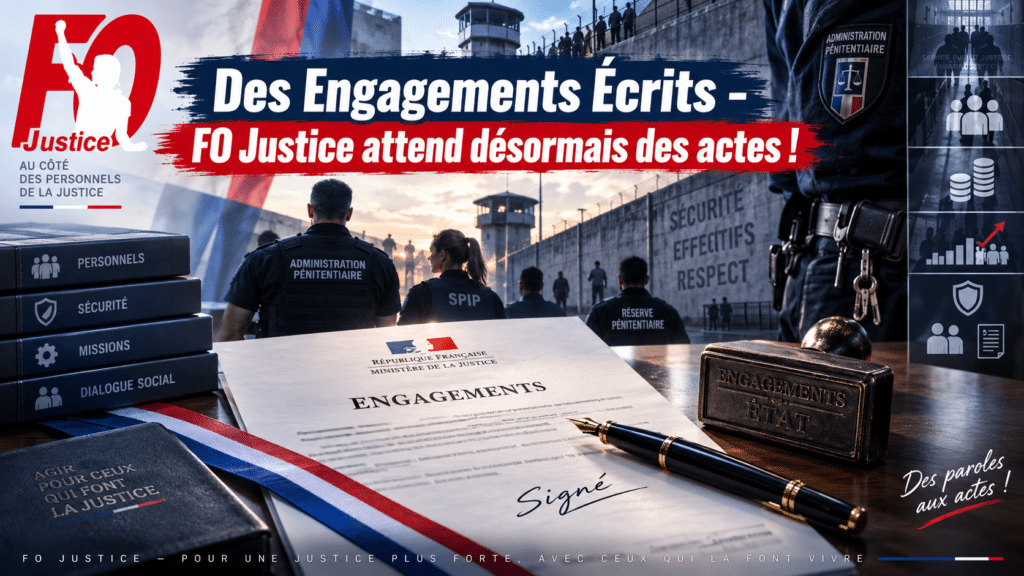Des Engagements Écrits – FO Justice attend Désormais Des Actes !
